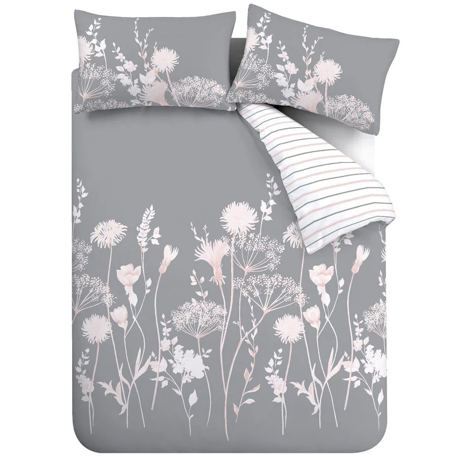 Meadowsweet Floral Grey Duvet Cover Set by Catherine Lansfield