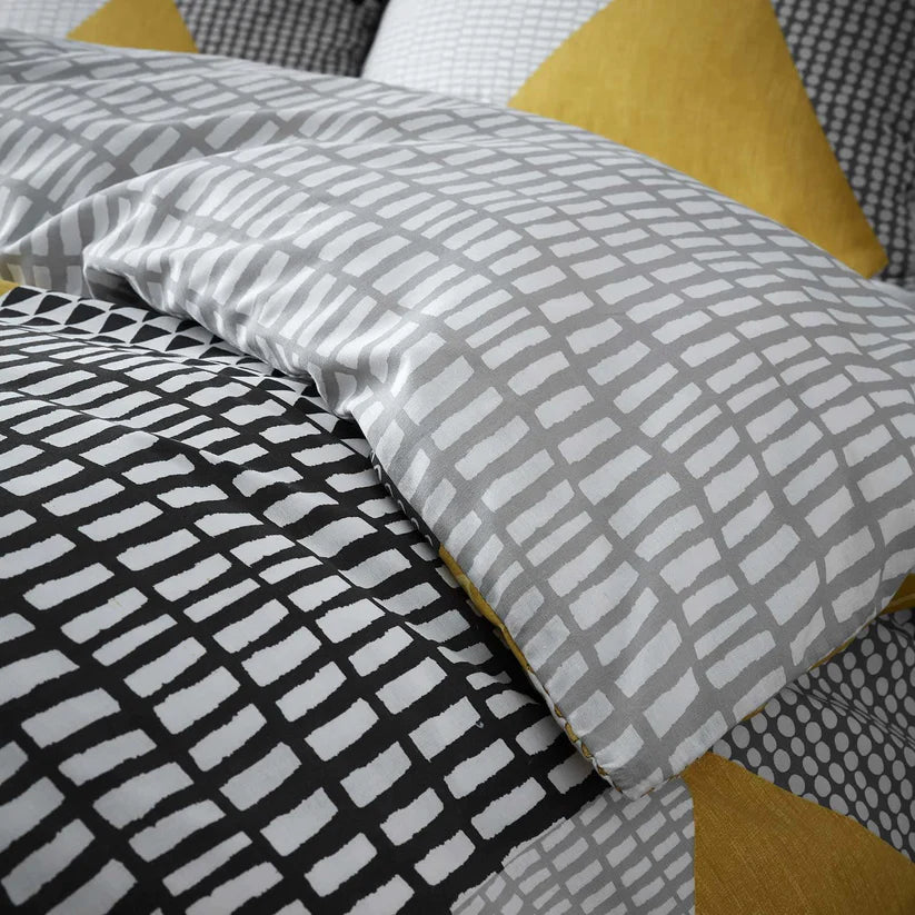 Larsson Geo Geometric Ochre Duvet Cover Set by Catherine Lansfield