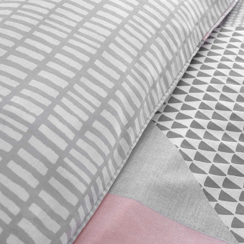 Larsson Geo Geometric Pink & Grey Duvet Cover Set by Catherine Lansfield