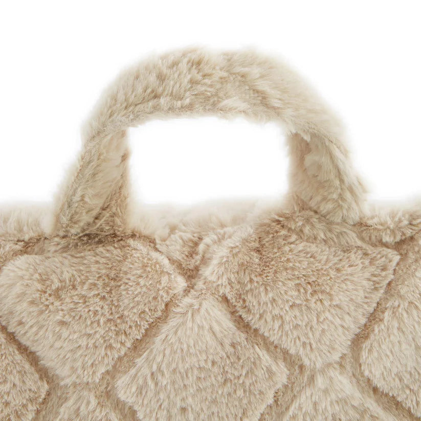 Natural Cosy Diamond Faux Fur Cuddle Cushion - Catherine Lansfield