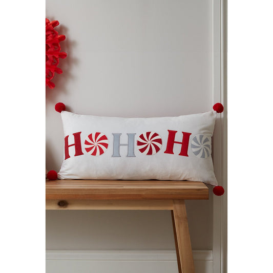 Ho Ho Ho Pom Pom Filled Cushion by Catherine Lansfield