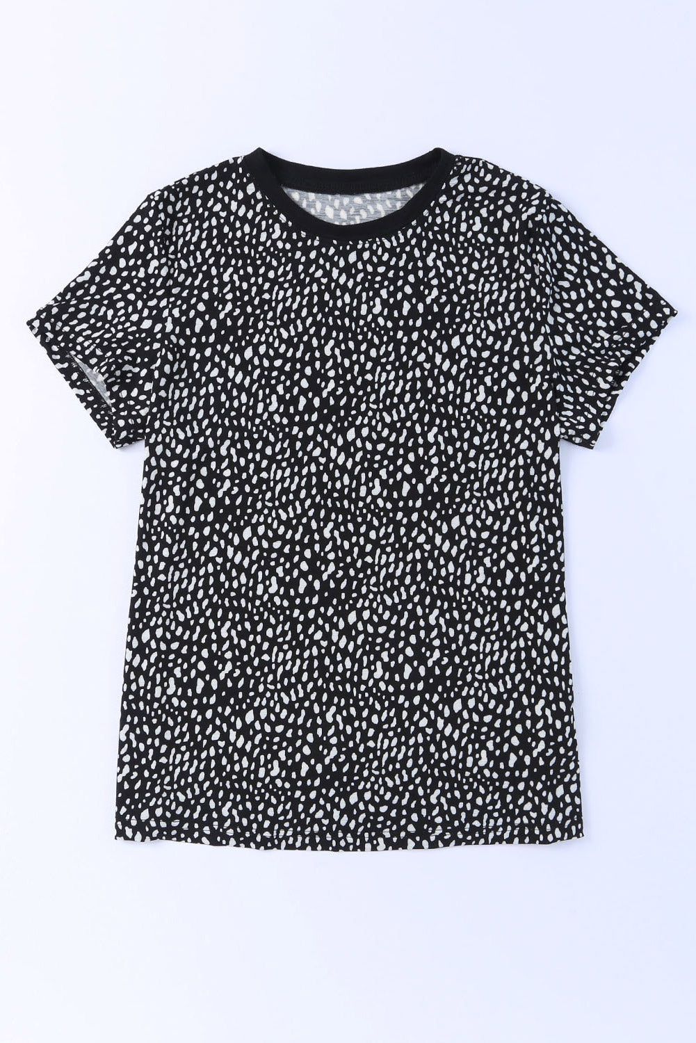 Cheetah Print Casual Short Sleeve Crew Neck T Shirt