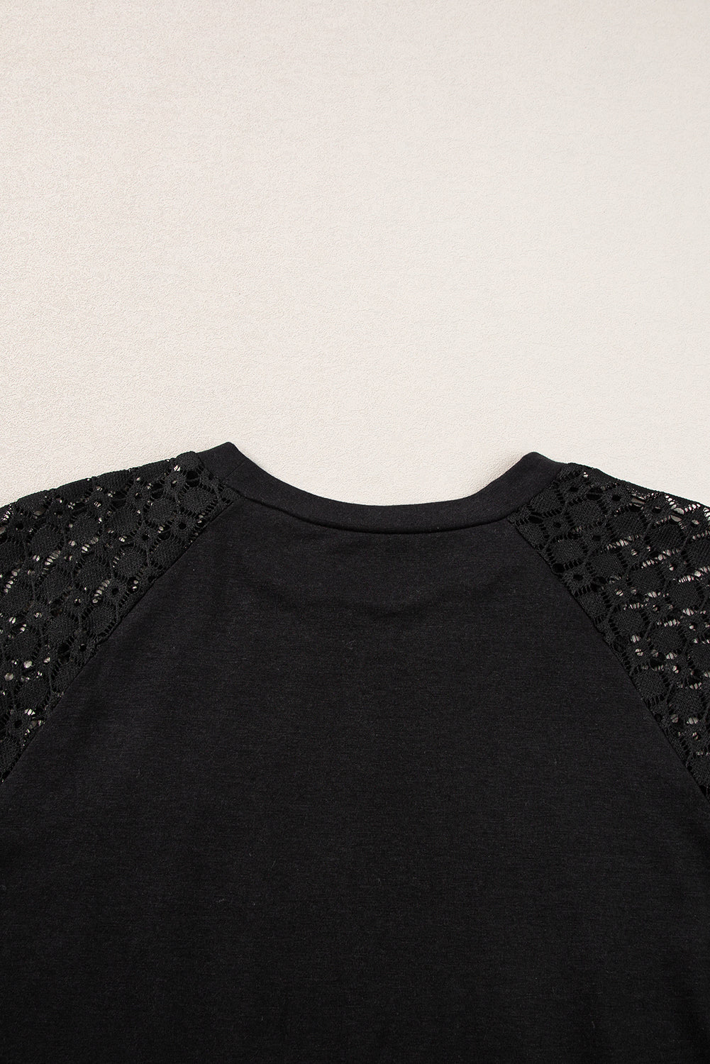 Seamed Detail Contrast Lace Raglan Sleeve Tee