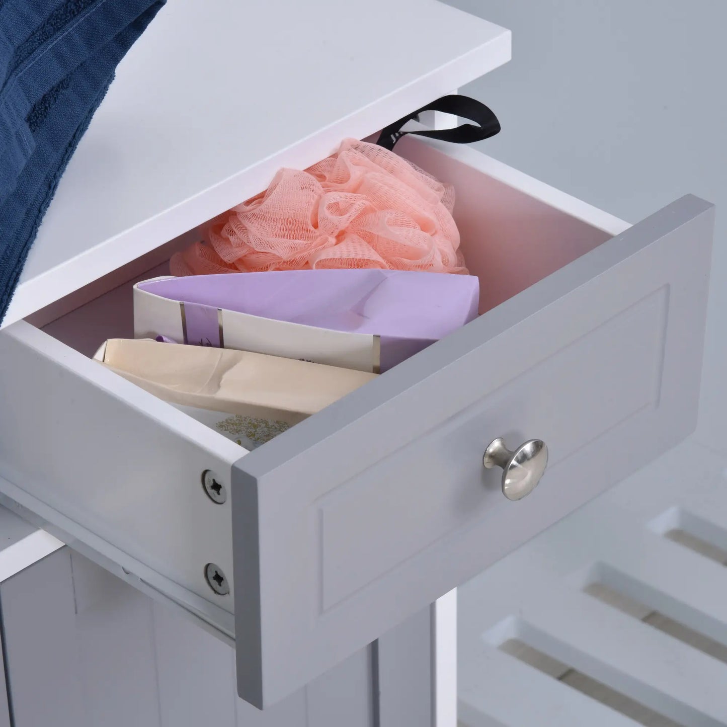 Freestanding Traditional Bathroom Storage Cabinet Unit in Grey White