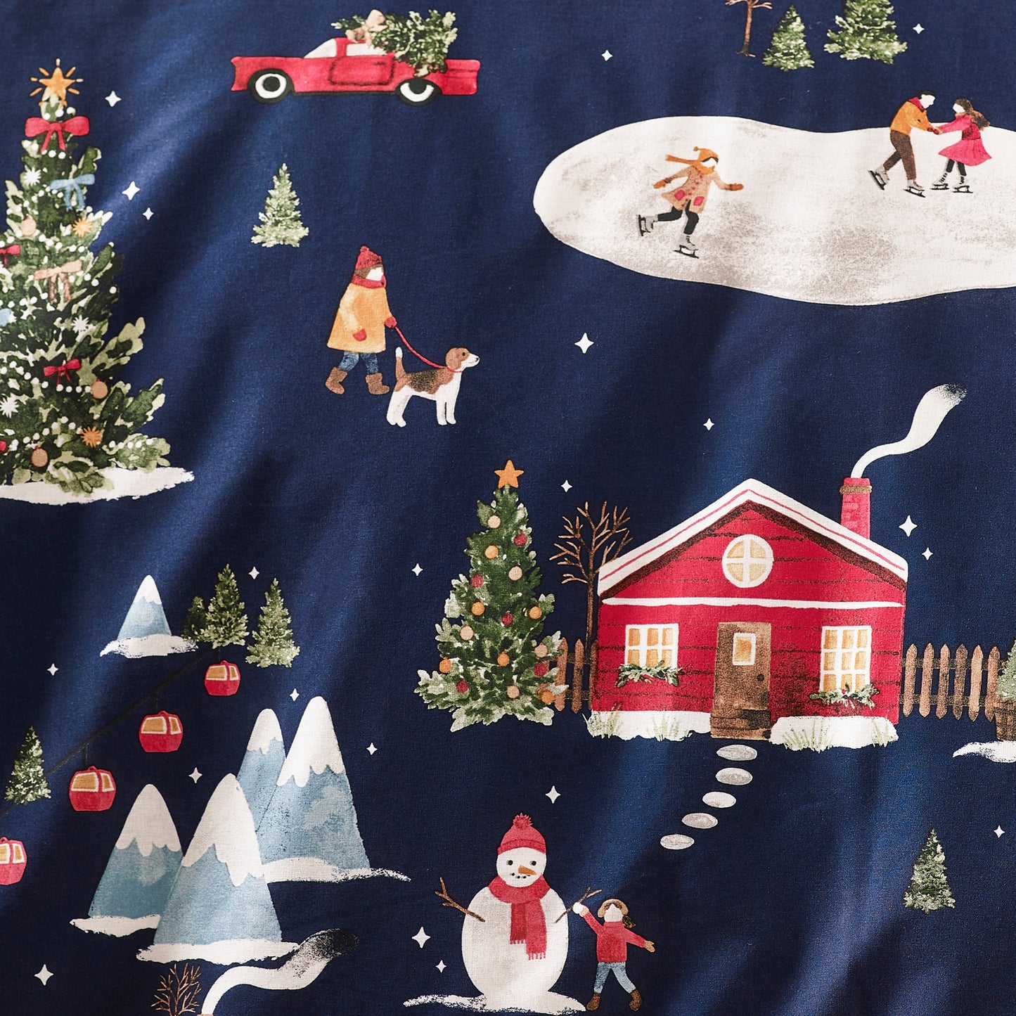 Christmas Ski Village Reversible Duvet Cover Set in Navy Blue by Catherine Lansfield