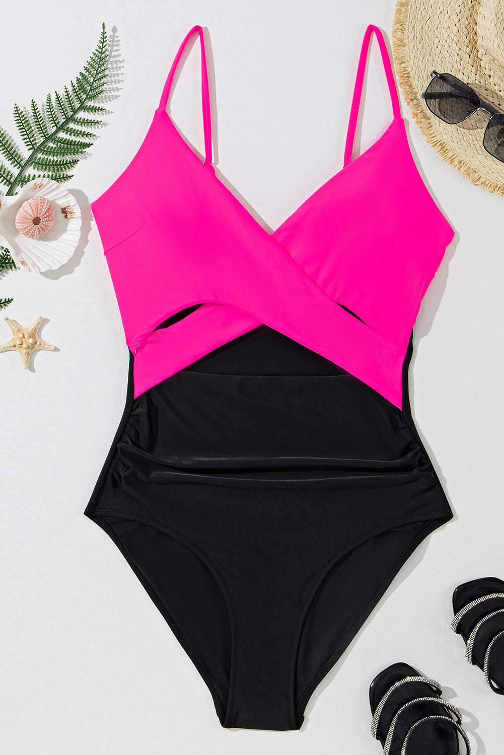 Two Tone Colorblock Cutout One Piece Swimsuit