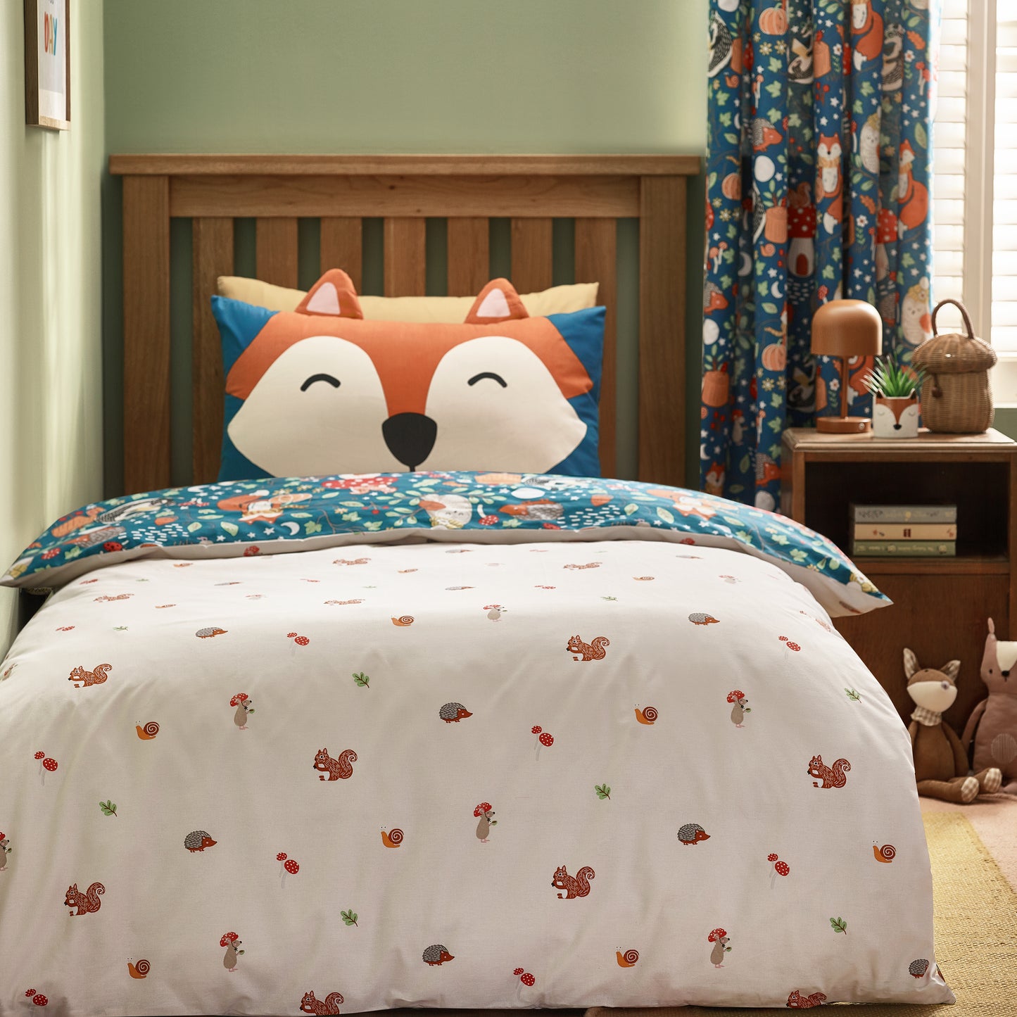 Catherine Lansfield Green Fox and Woodland Friends Duvet Cover Set