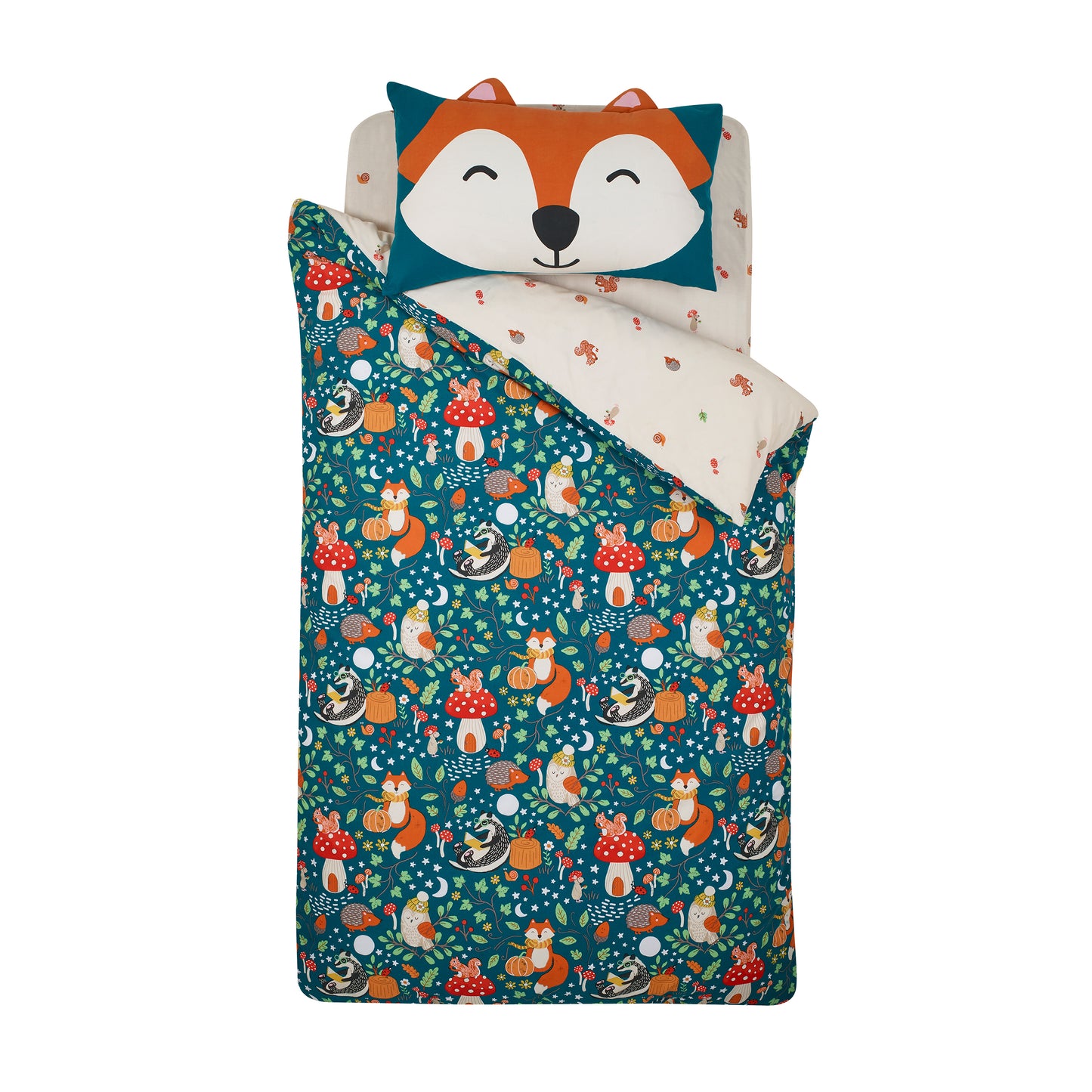 Catherine Lansfield Green Fox and Woodland Friends Duvet Cover Set