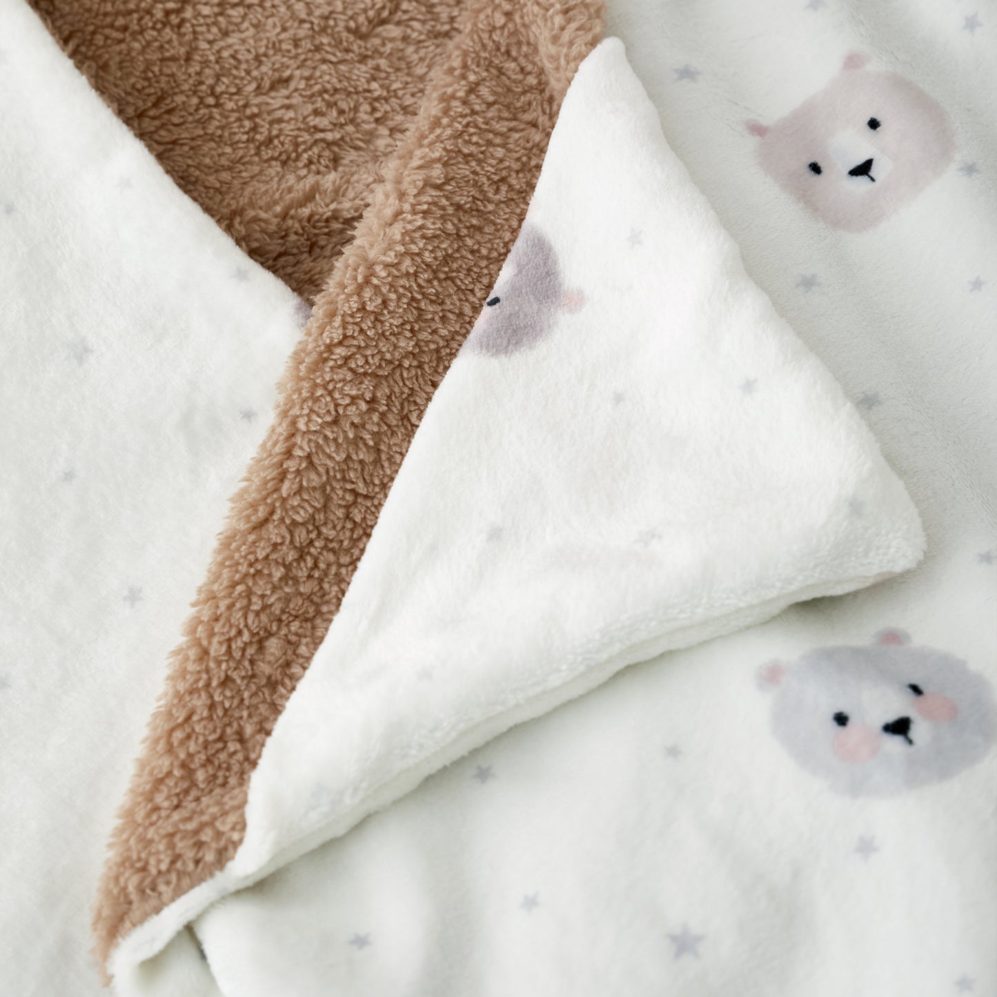 Catherine Lansfield Natural Cosy Bear So Soft Fleece Hooded Blanket