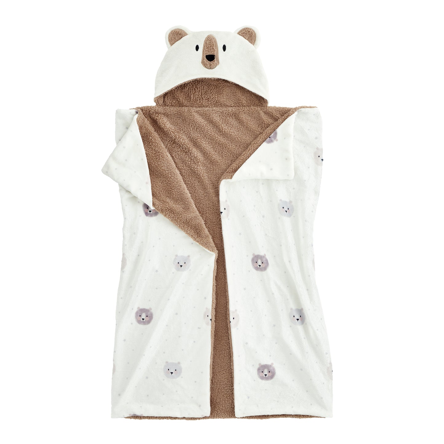 Catherine Lansfield Natural Cosy Bear So Soft Fleece Hooded Blanket