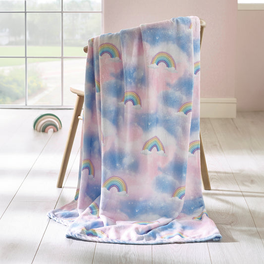 Catherine Lansfield Pink Candy Unicorn Cosy Fleece Blanket Throw