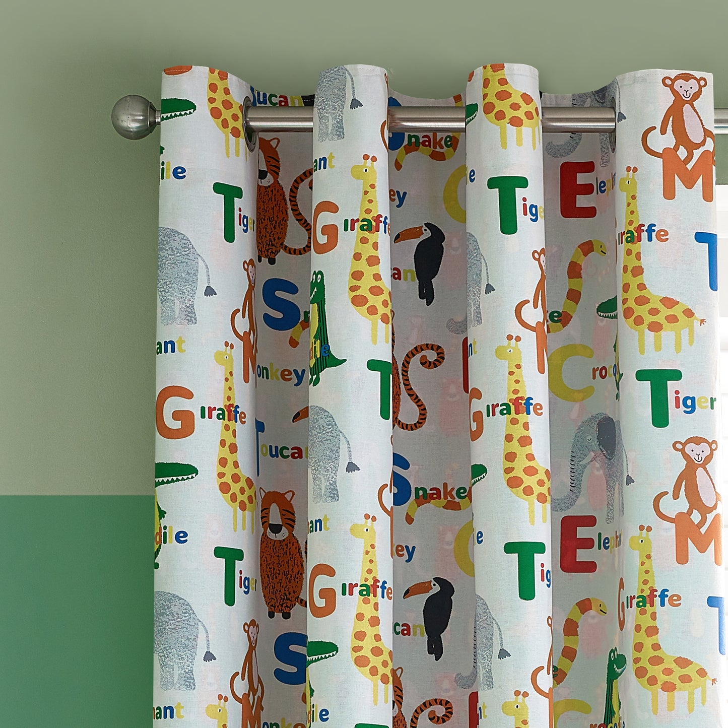 Animal Magic Fully Reversible 66x72 Inch Eyelet Curtains
