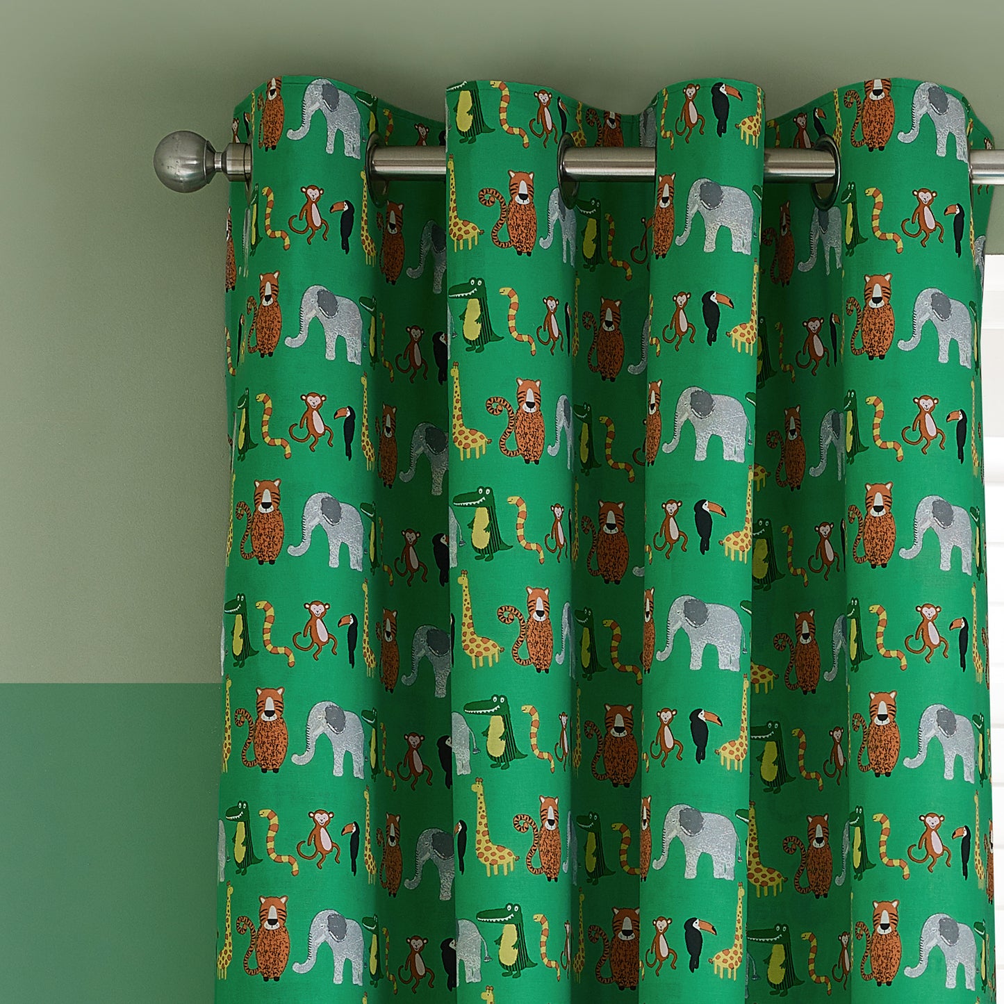 Animal Magic Fully Reversible 66x72 Inch Eyelet Curtains