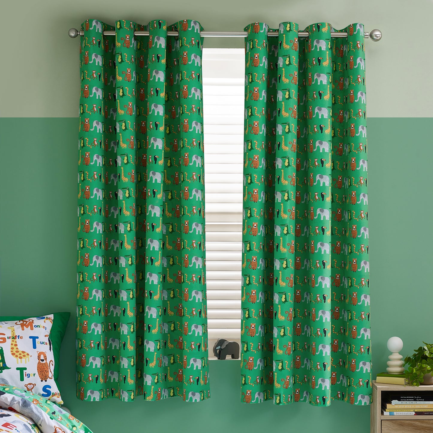 Animal Magic Fully Reversible 66x72 Inch Eyelet Curtains