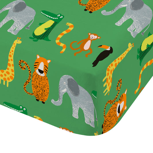 Animal Magic Fitted Sheet in Green