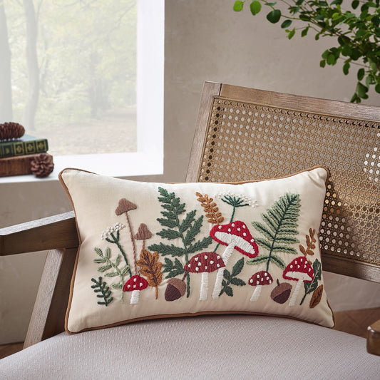 Catherine Lansfield Natural Embroidery Woodland Cushion
