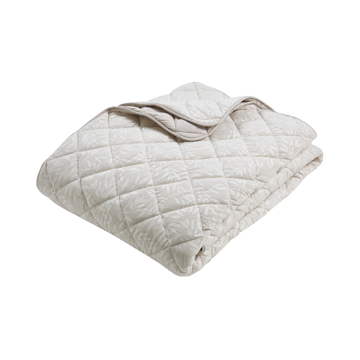 Corded Leaves Quilted Bedspread in Champagne Gold by Catherine Lansfield