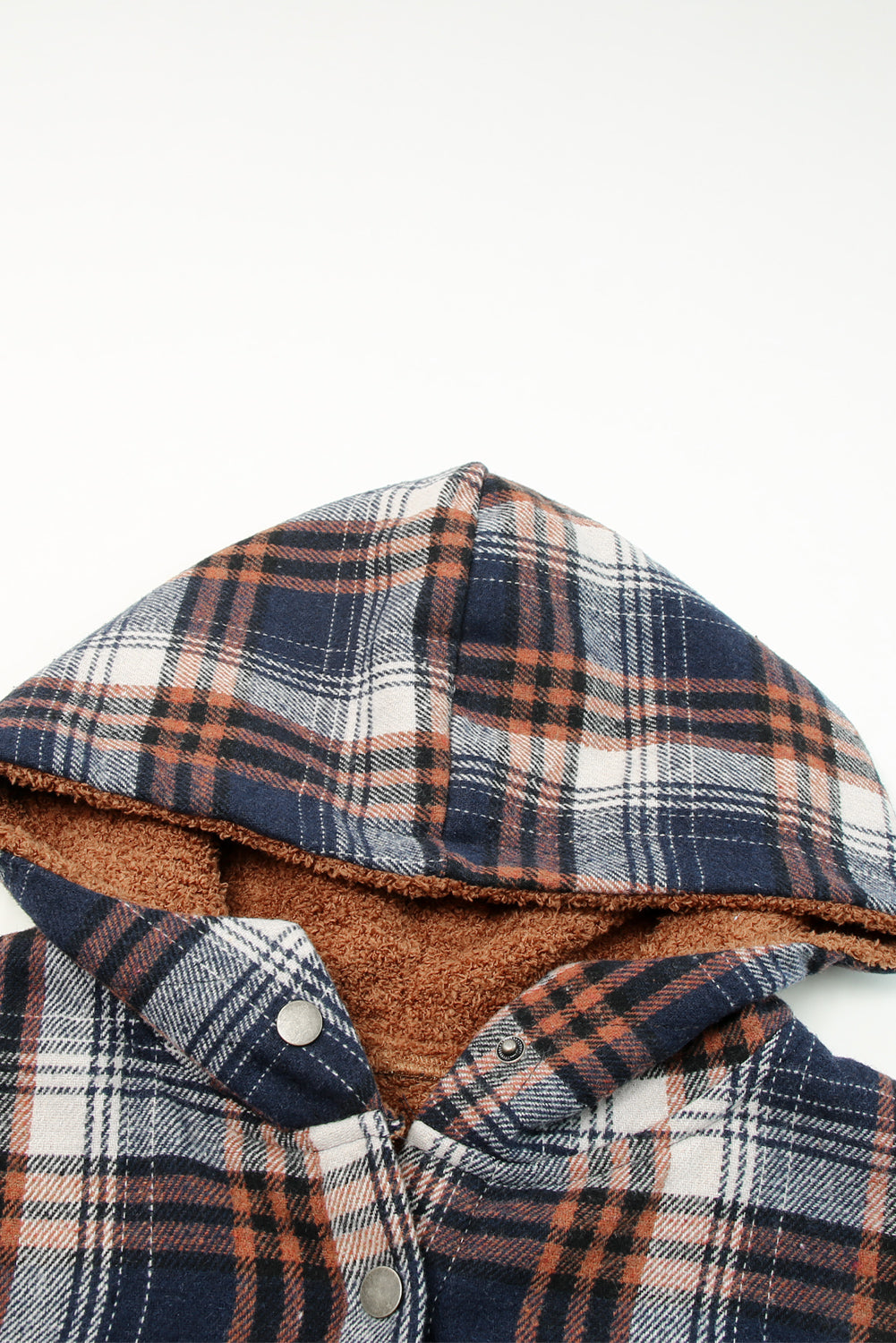 Button Sherpa Lined Hooded Flannel Jacket