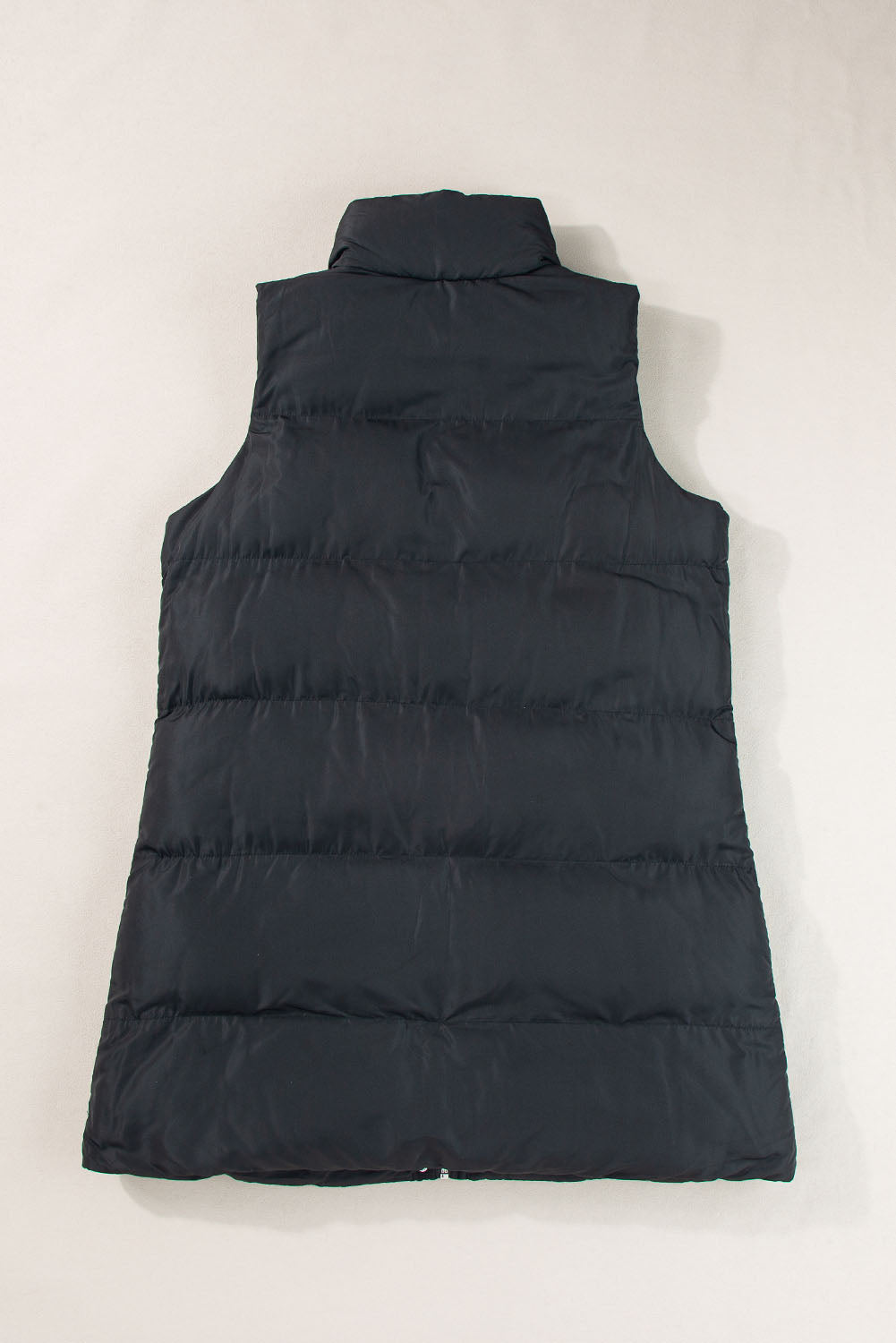 Quilted Pocketed Long Puffer Vest Coat