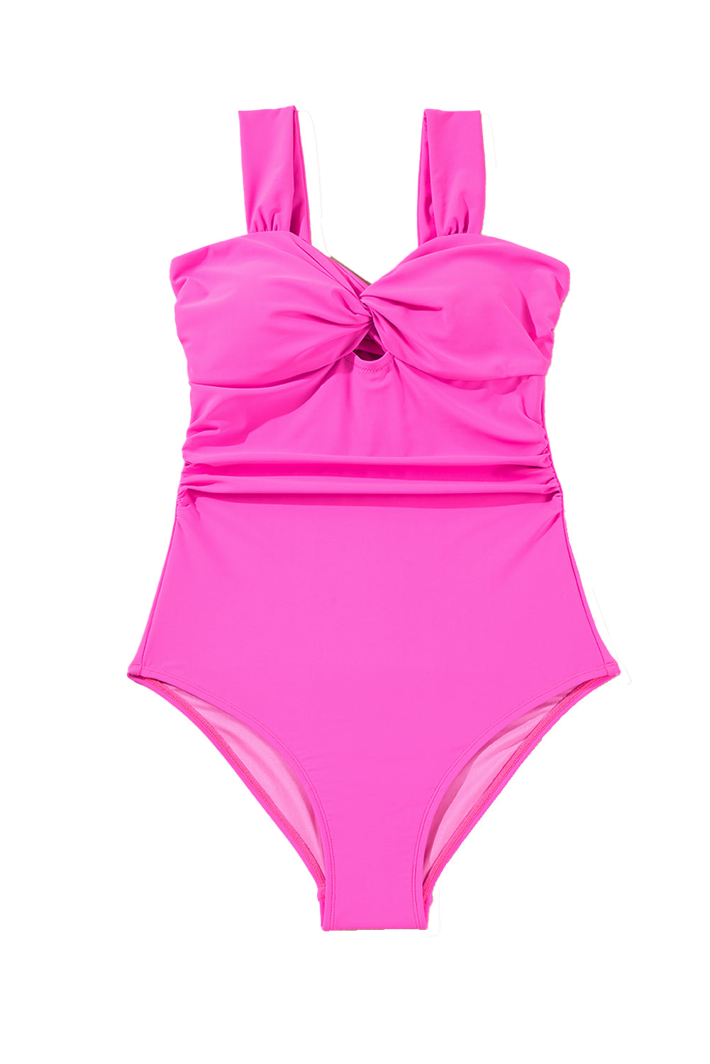 Bright Pink Cut Out Twist Bowknot Backless One Piece Swimsuit