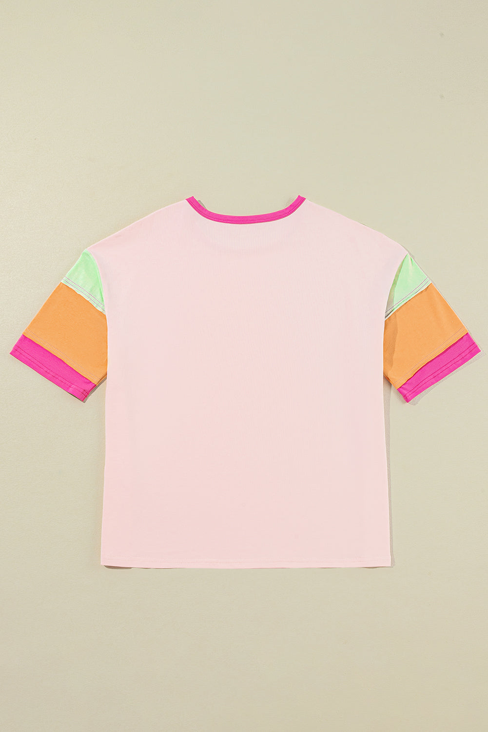 Color Block Sleeve Round Neck Oversize Top