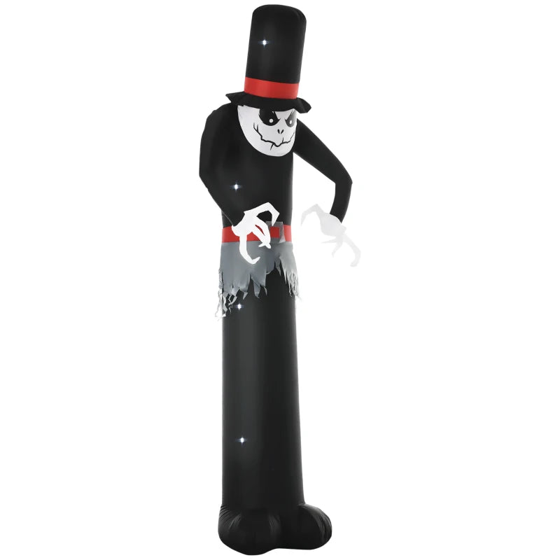 Giant 10ft Halloween Inflatables Tall Ghost with Hat, Build-in LEDs Blow Up