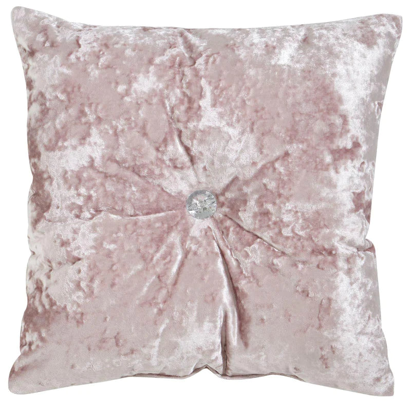 Crushed Velvet Diamante 45x45cm Cushion in Blush Pink by Catherine Lansfield