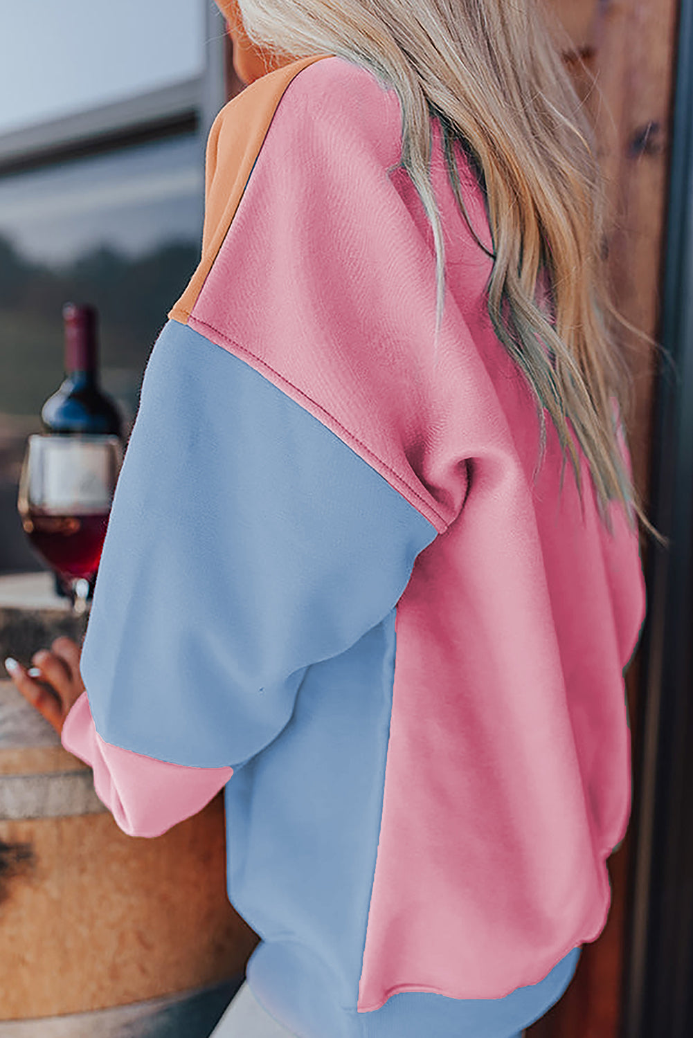 Meadow Mauve Colourblock Patchwork Drop Shoulder Sweatshirt