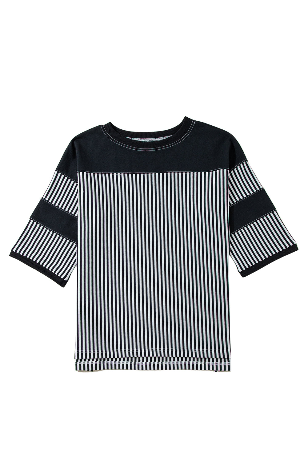 Striped Patchwork Oversized Tee