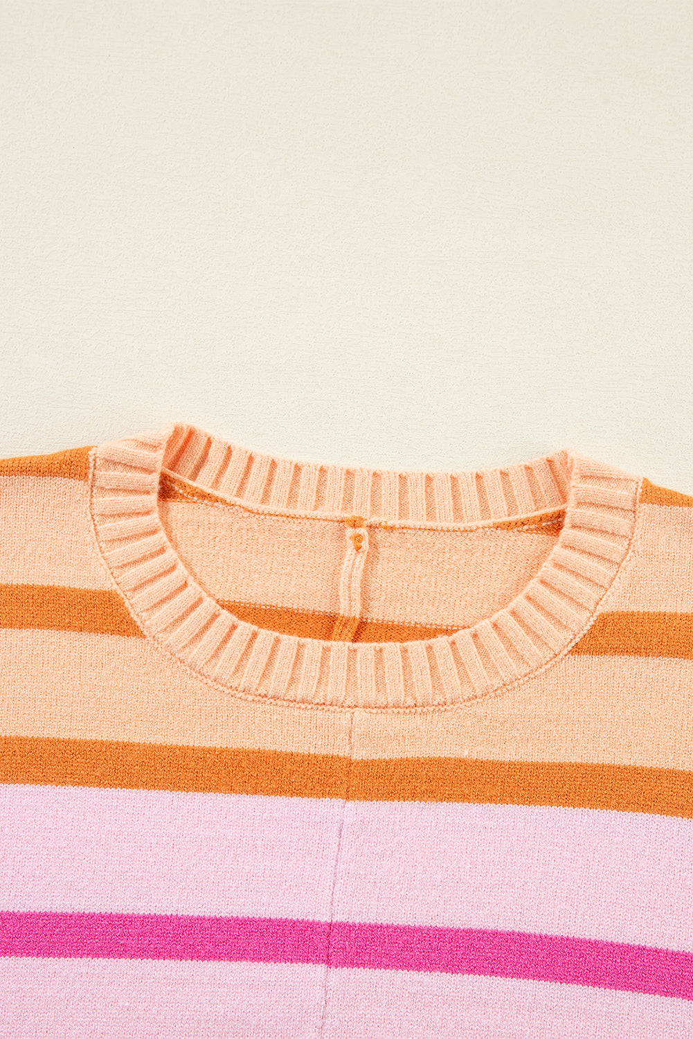 Striped Ribbed Edge Gradient Loose Sweater