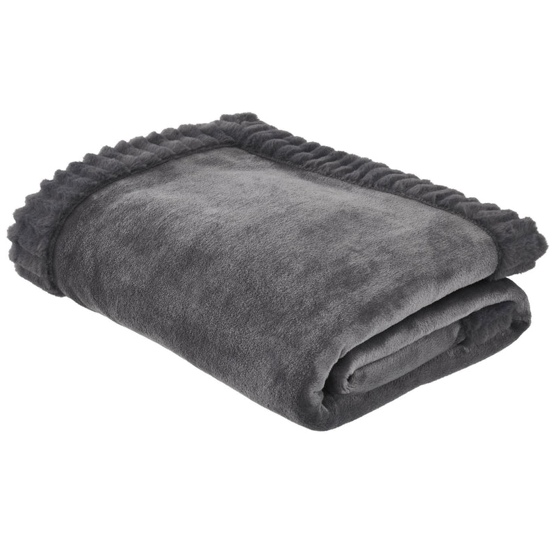 Velvet and Faux Fur Throw Charcoal