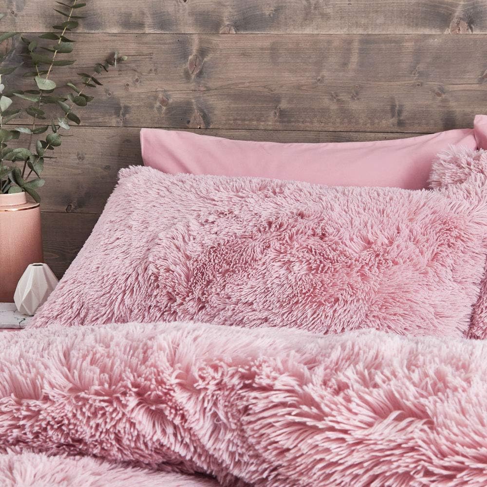 Cuddly Faux Fur Blush Duvet Cover Set by Catherine Lansfied