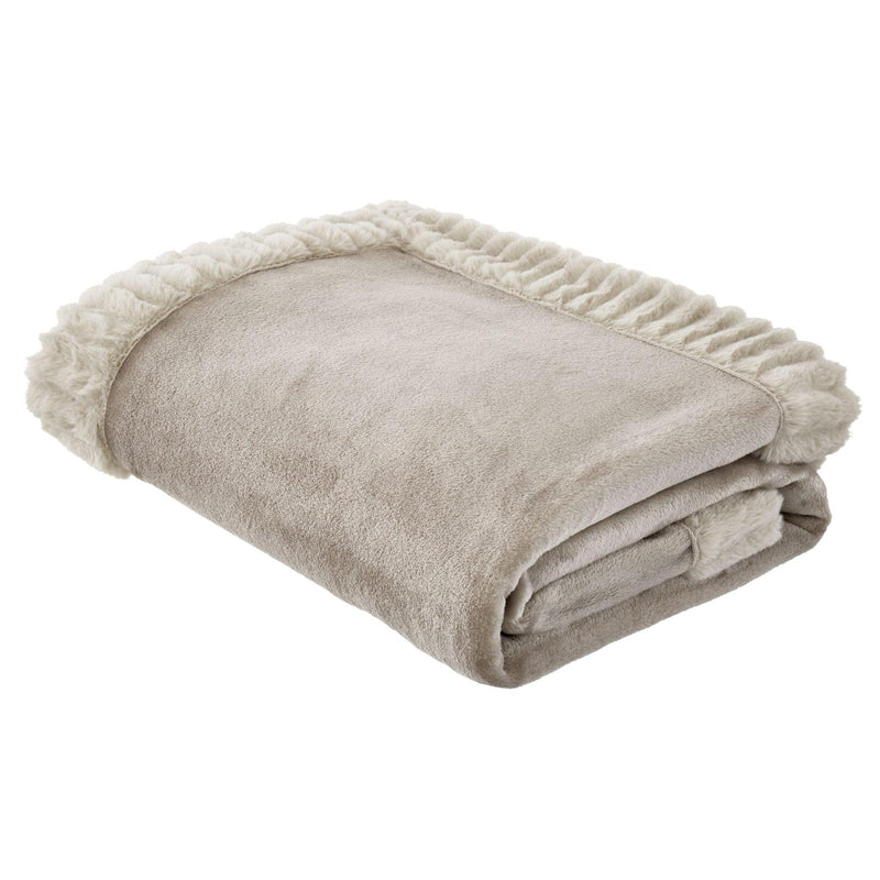 Velvet and Faux Fur Throw Natural