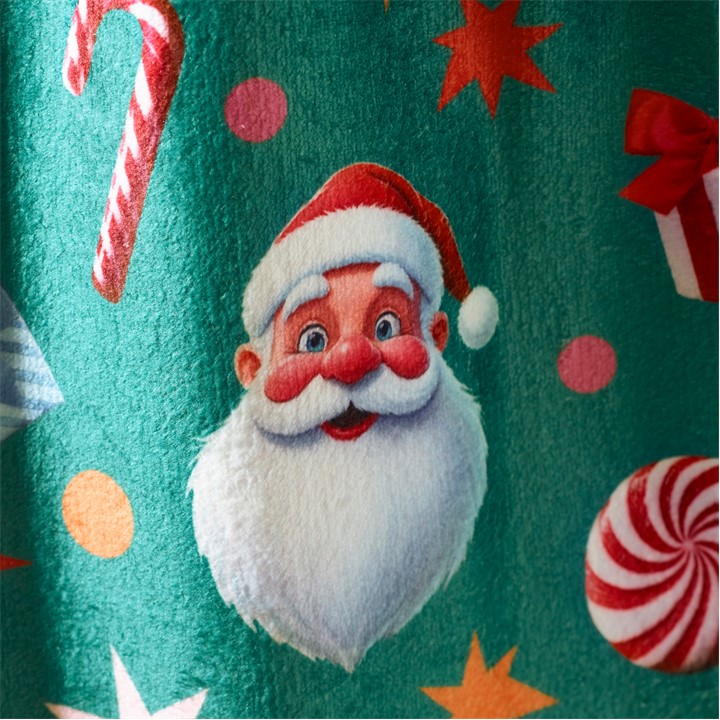 Catherine Lansfield Green Christmas Icons Cosy Fleece Blanket Throw