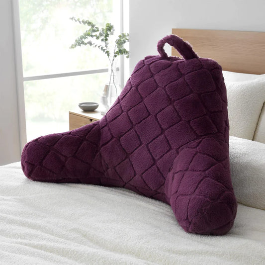 Plum Cosy Diamond Faux Fur Cuddle Cushion - Catherine Lansfield