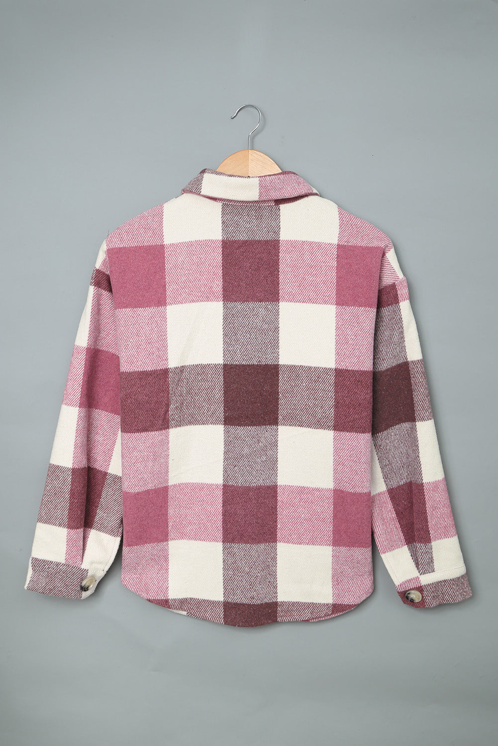 Plaid Color Block Pockets Buttoned Shacket