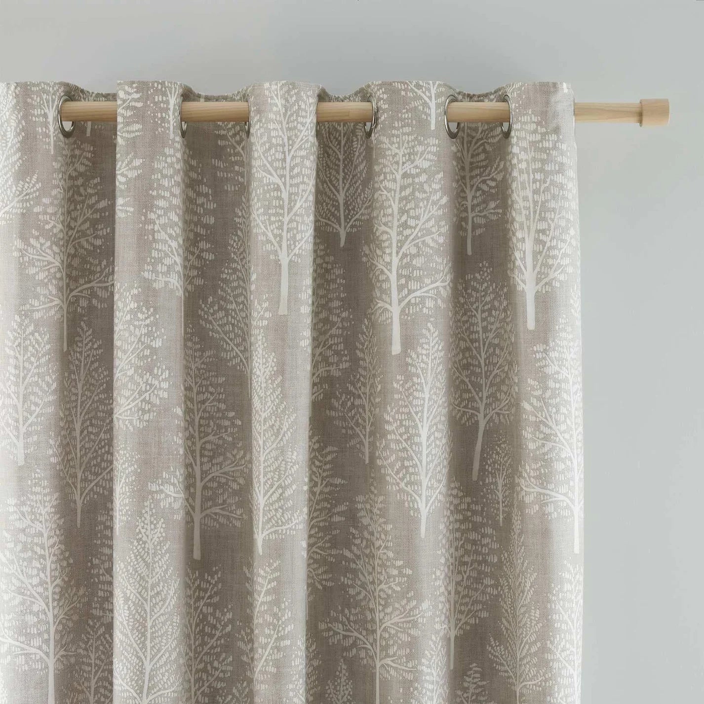 Natural Alder Trees Lined Eyelet Curtains - Catherine Lansfield