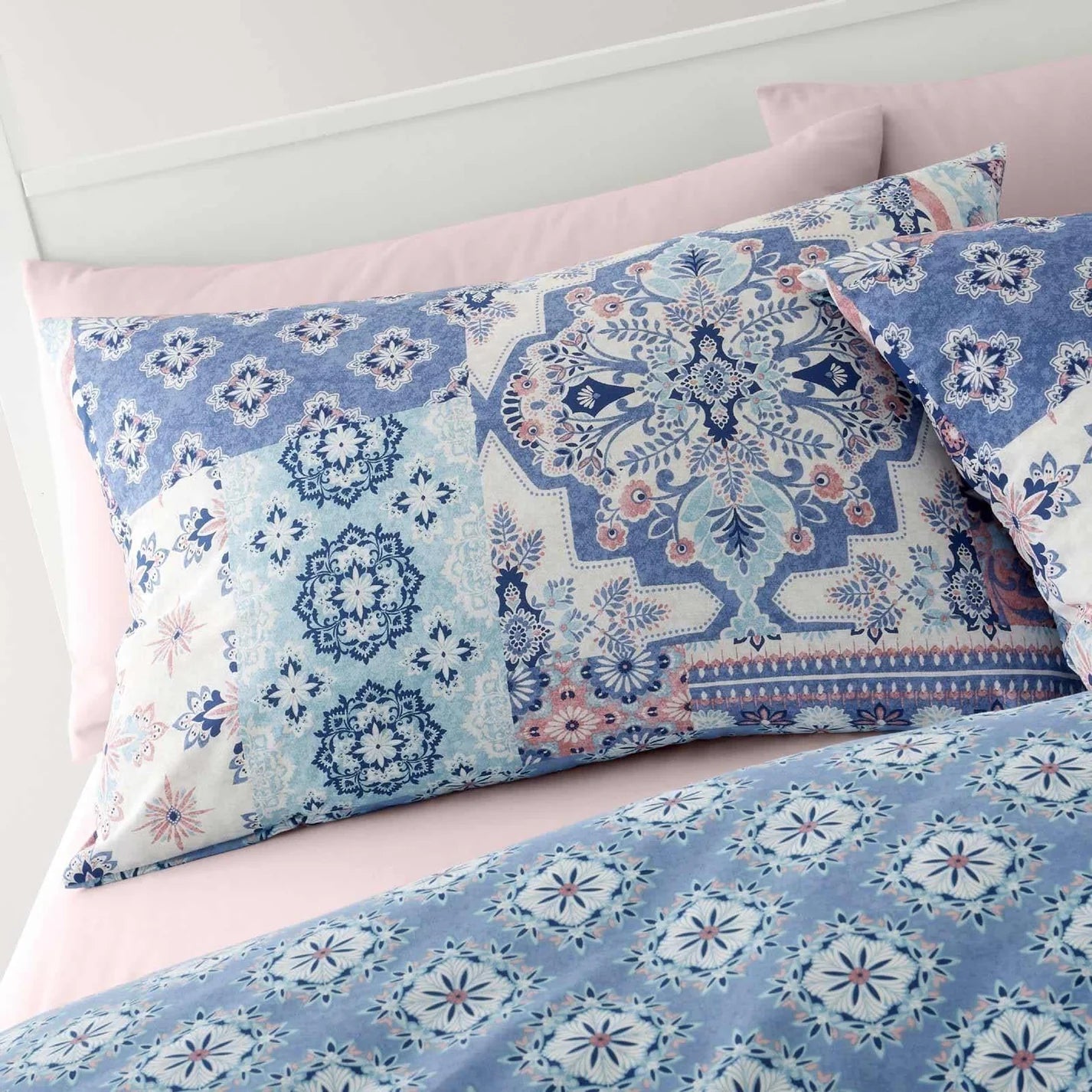 Boho Patchwork Reversible Blue Duvet Cover Set by Catherine Lansfield