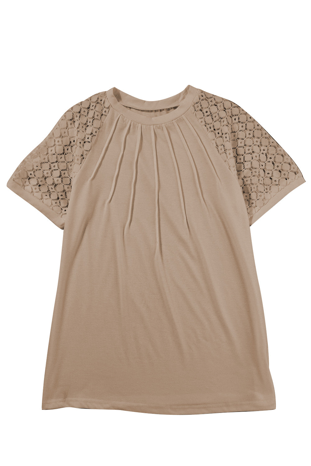 Seamed Detail Contrast Lace Raglan Sleeve Tee