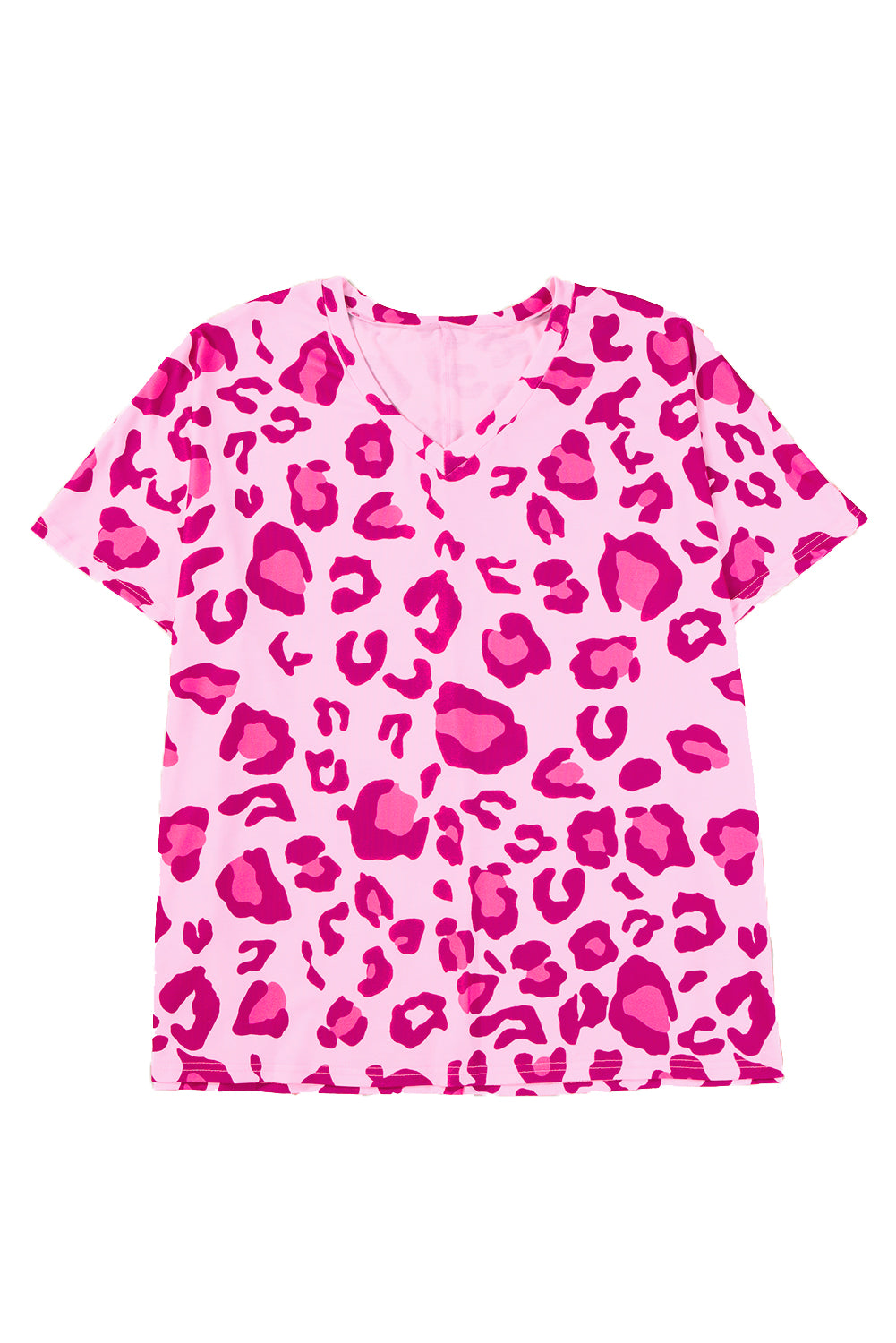 Leopard Print V Neck Plus Size Tee