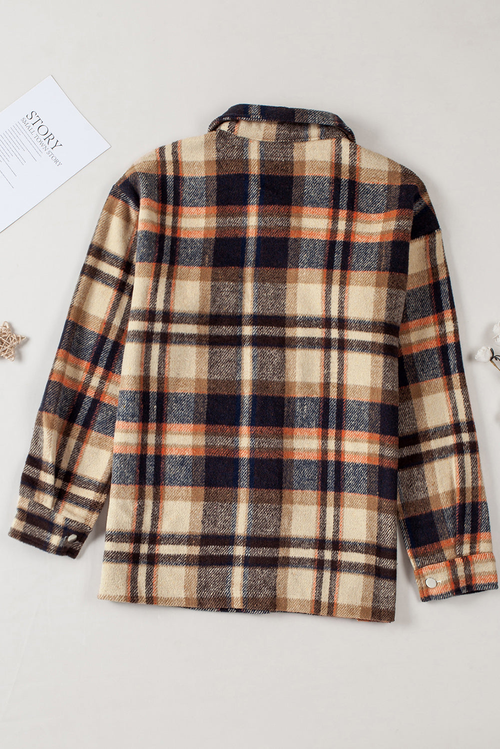 Multicolour Plaid Casual Button Up Flannel Shacket