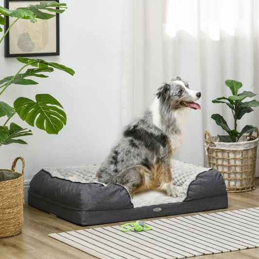 Medium Calming Dog Bed with Anti-Slip Bottom - Charcoal Grey