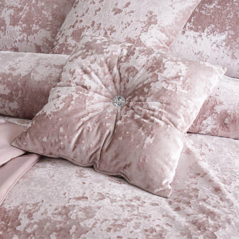 Crushed Velvet Diamante 45x45cm Cushion in Blush Pink by Catherine Lansfield