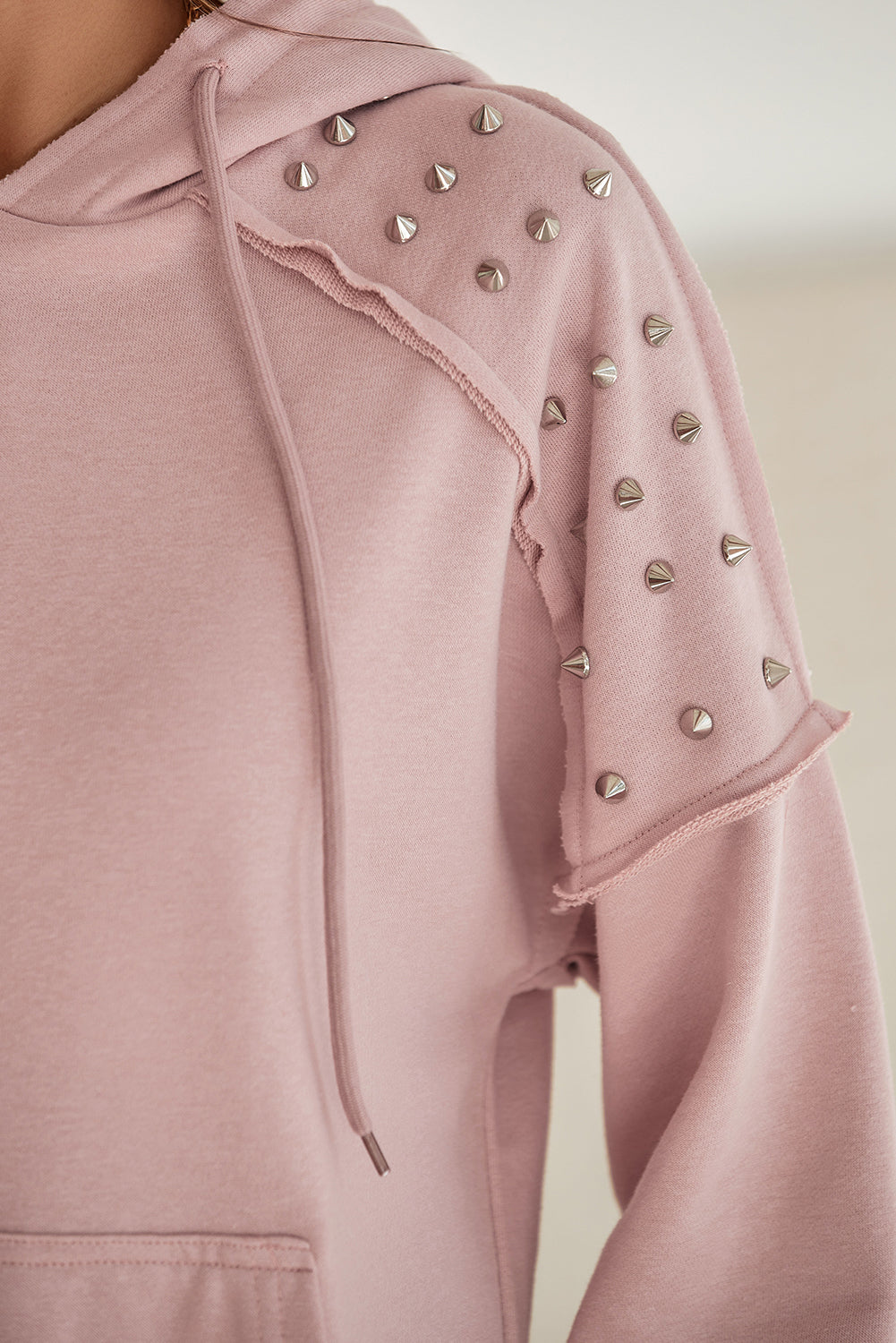 Stud Detail Kangaroo Pocket Hoodie