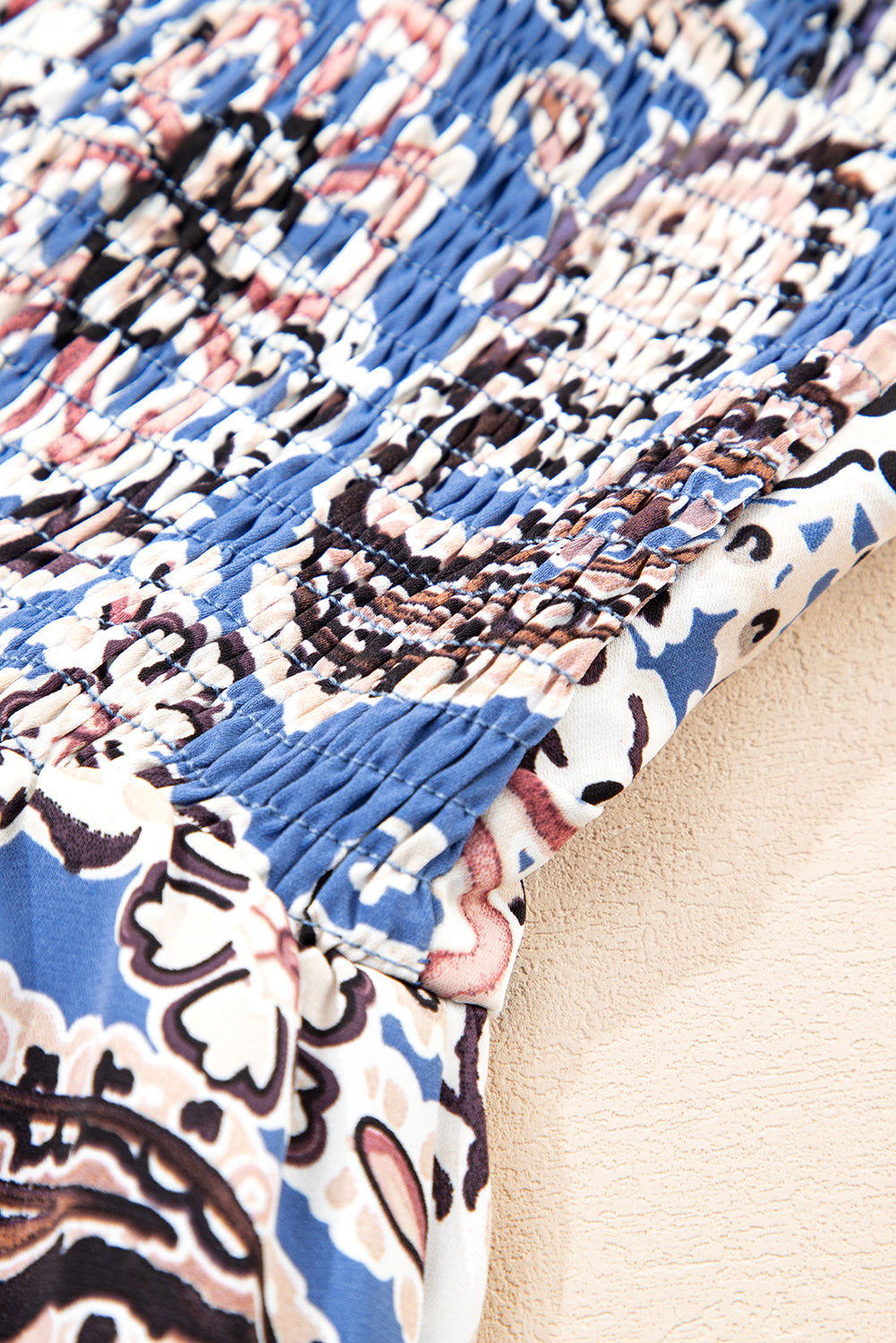 Blue Paisley Print Twist Boho Maxi Dress