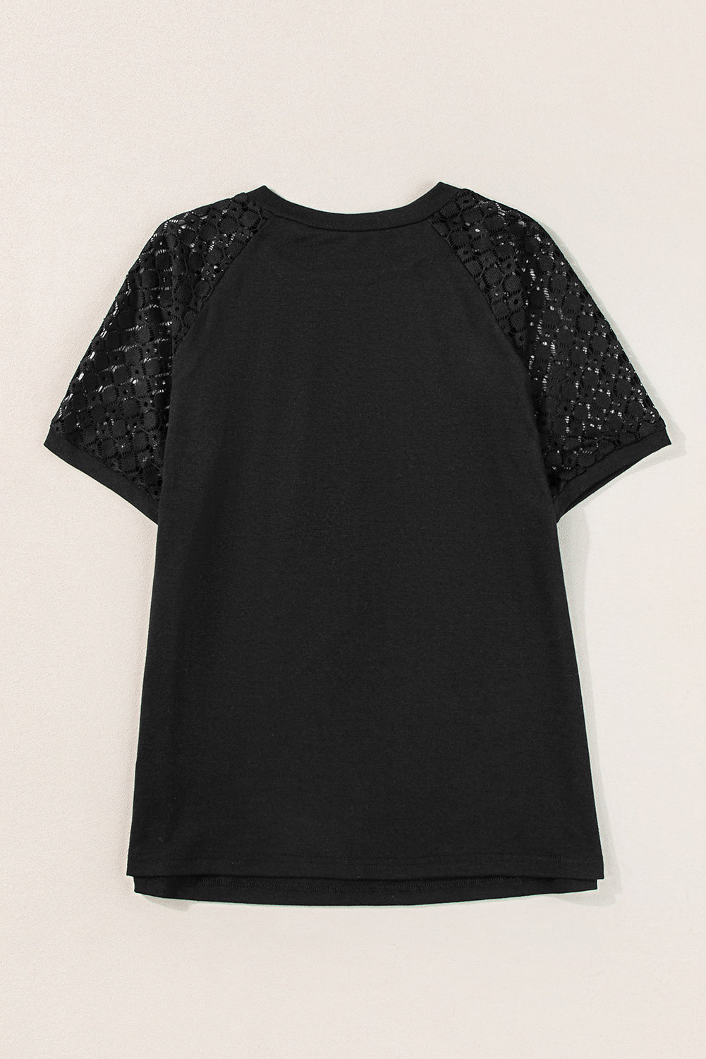 Seamed Detail Contrast Lace Raglan Sleeve Tee