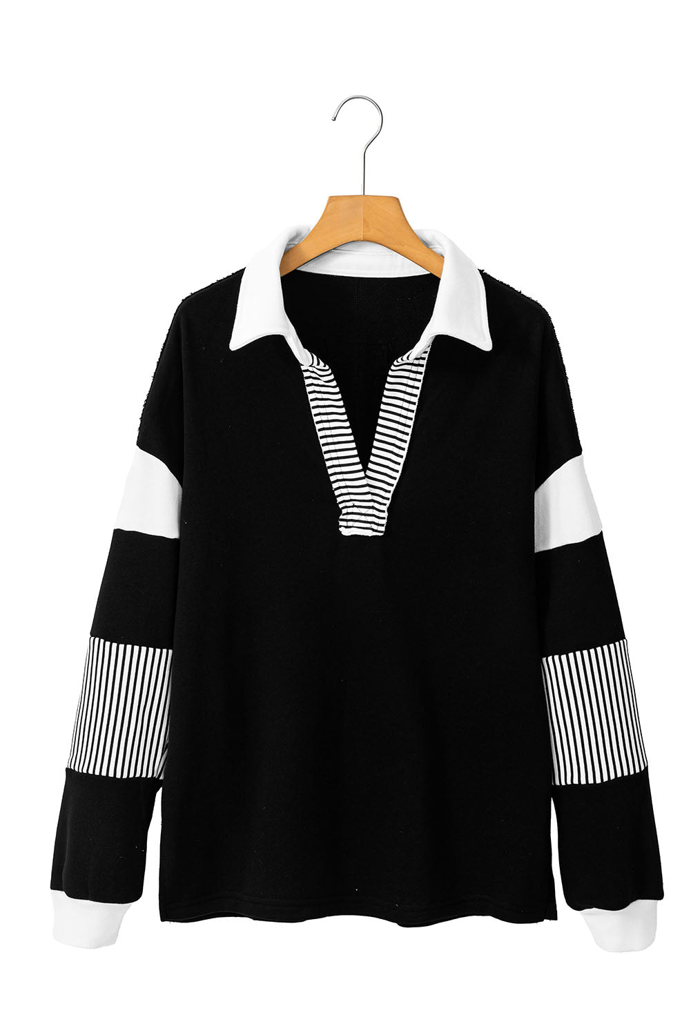 Striped Patchwork Collar Sweatshirt