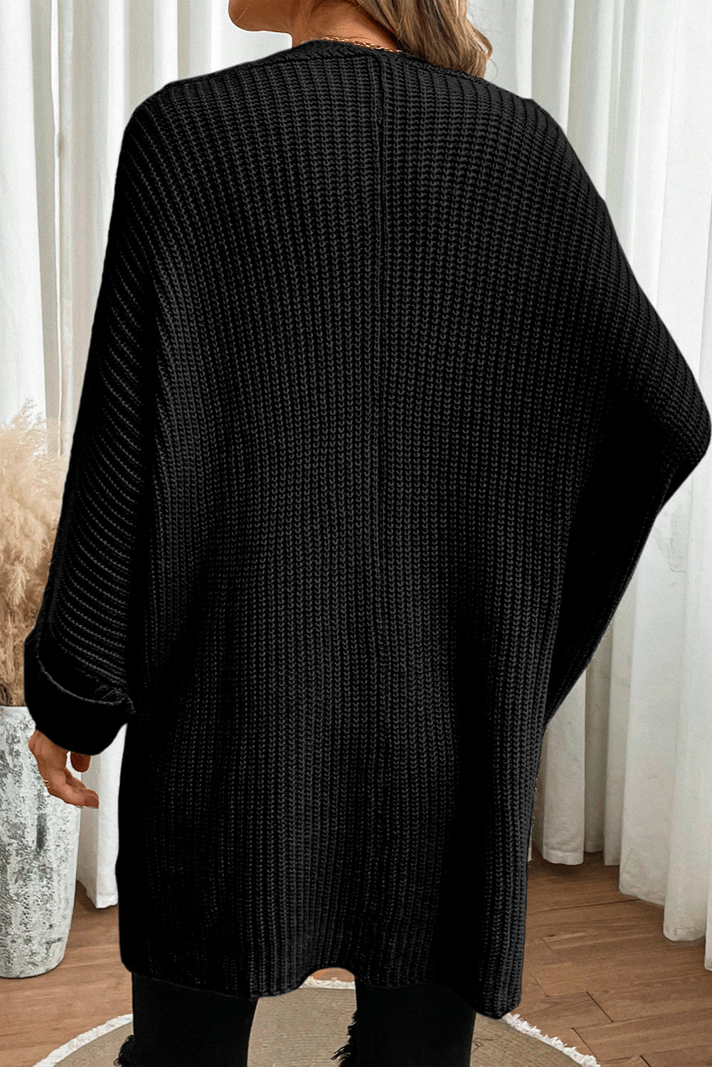 Batwing Sleeve Pocket Oversized Cable Knit Cardigan