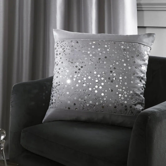 Glitzy Sequin Filled Grey Cushion 43 x 43cm (17 x 17") approx