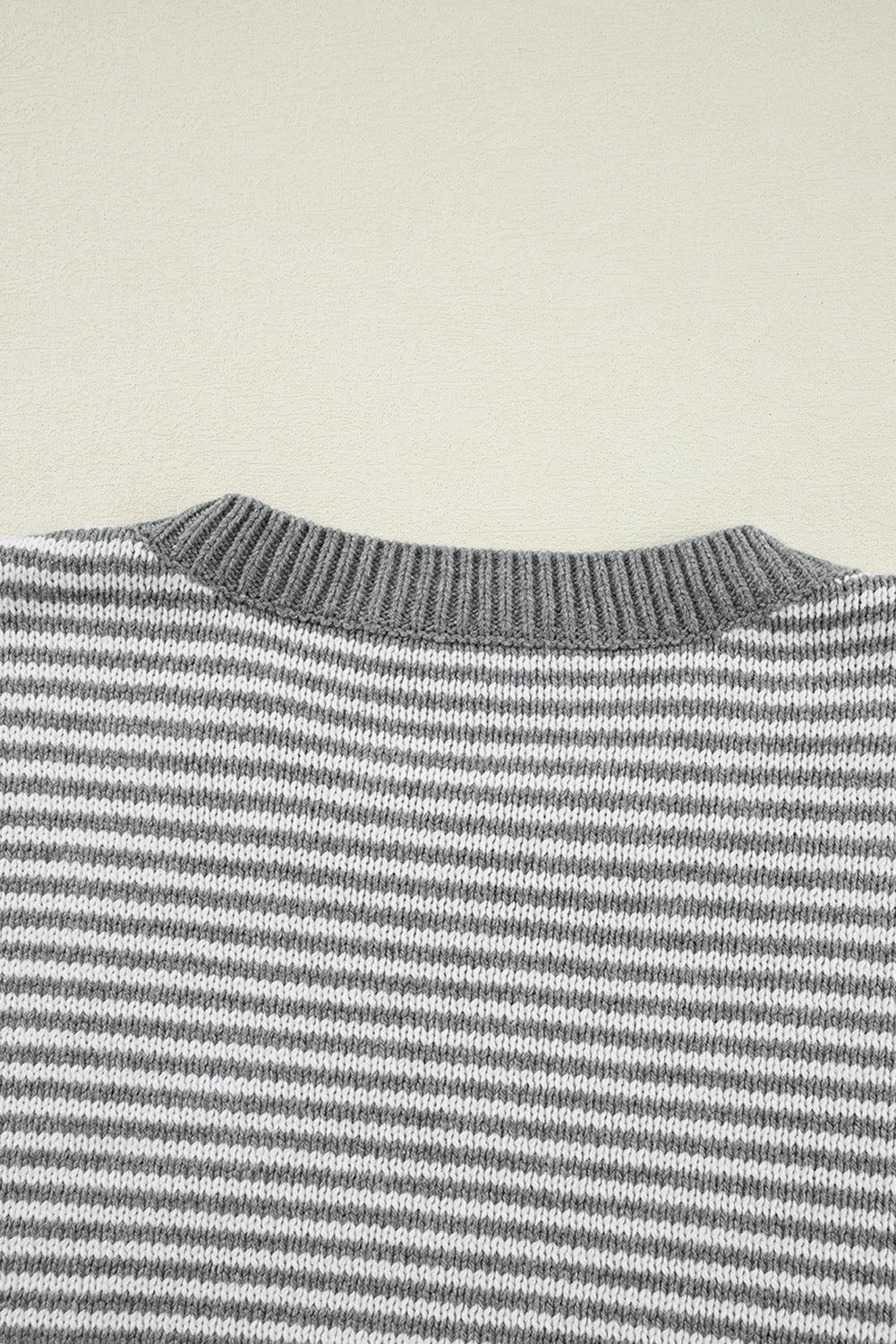 Stripe Twisted Knitted Drop Shoulder Sweater